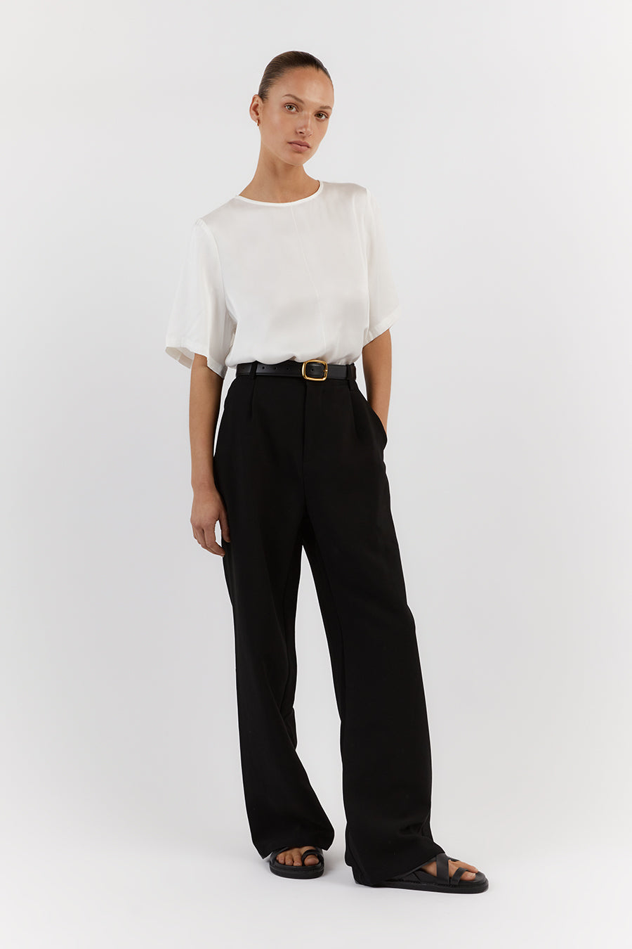 LAYLA WHITE SILK TEE