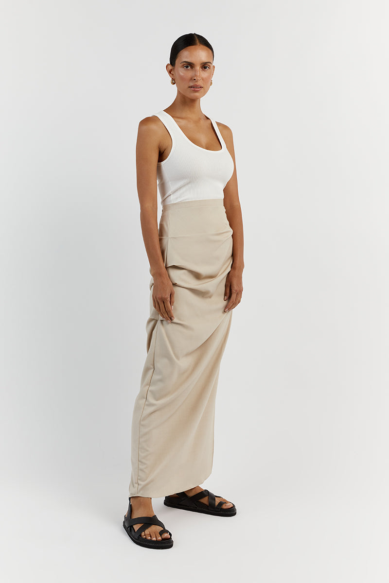 JAMIE RUCHED STONE MIDI SKIRT