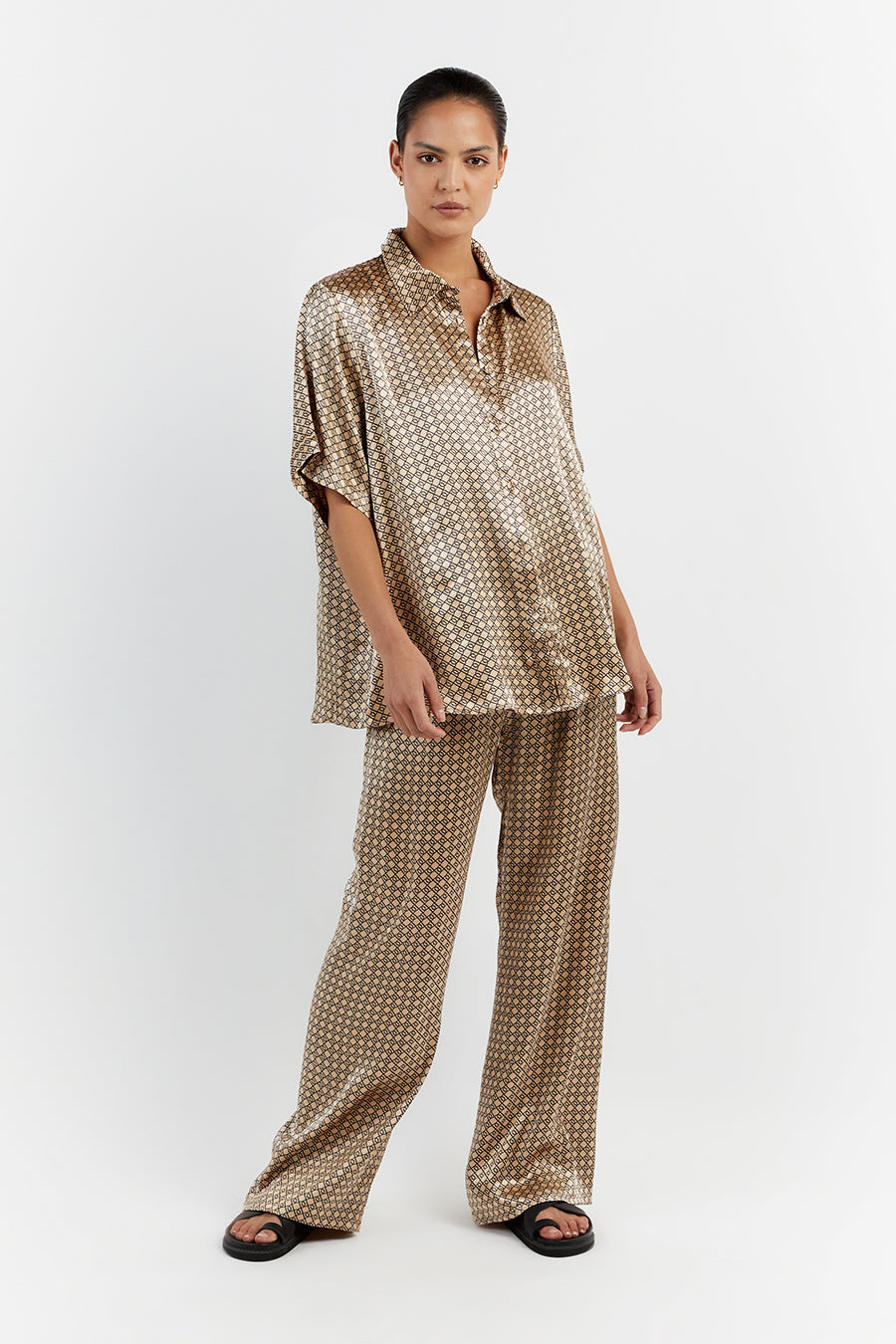 LOU SWIRL SATIN VACATION SHIRT
