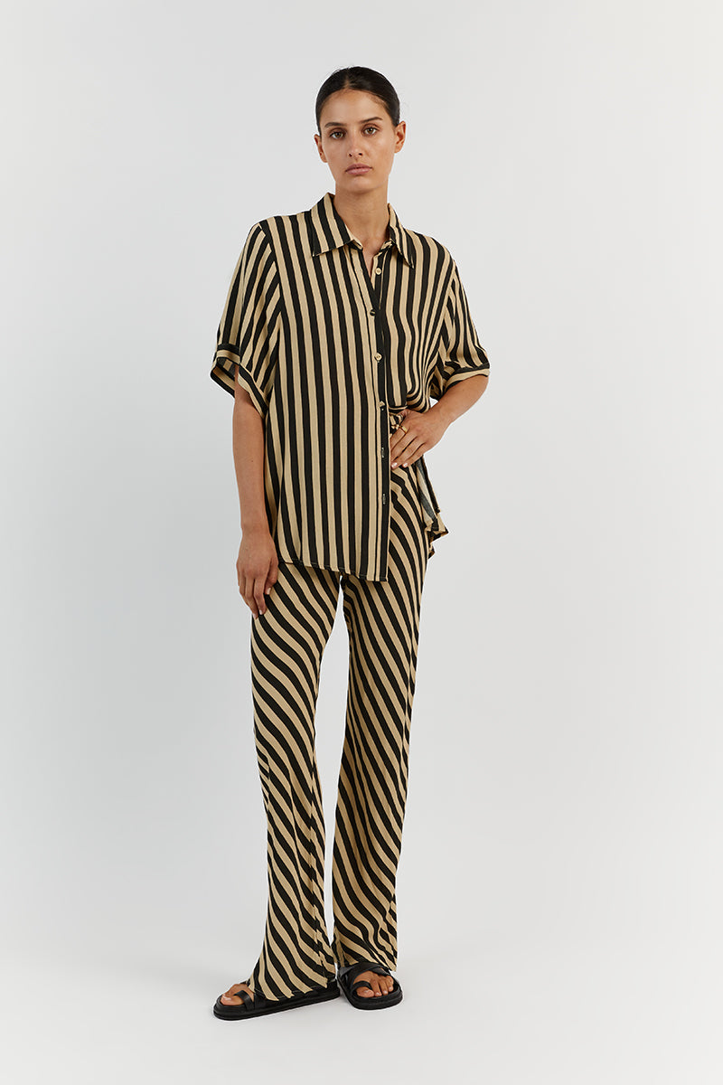 CLEMENCE WHEAT STRIPE BIAS CUT PANT