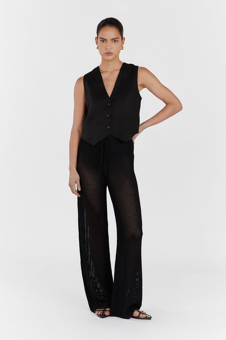 OPHELIA BLACK CROCHET PANT