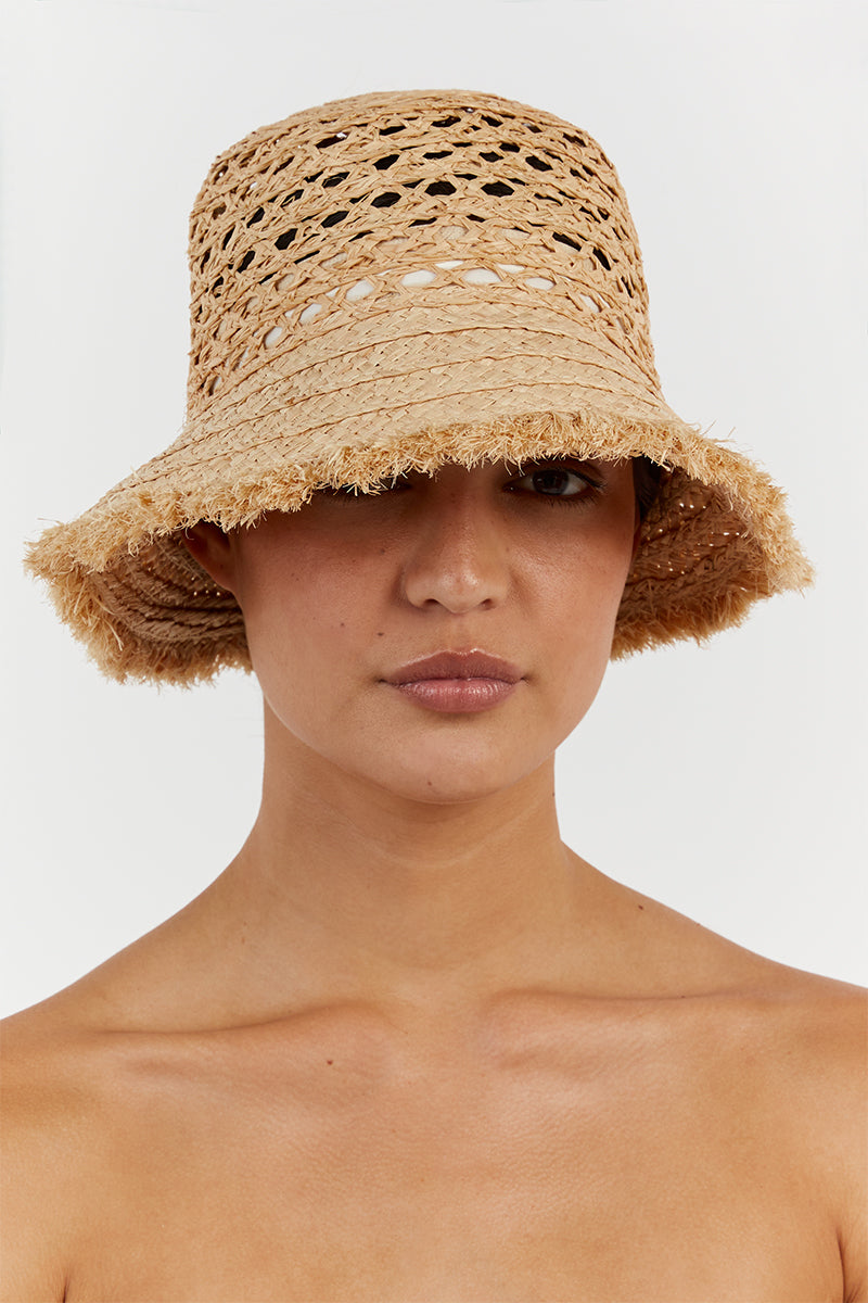 HOLMES NATURAL STRAW BUCKET HAT