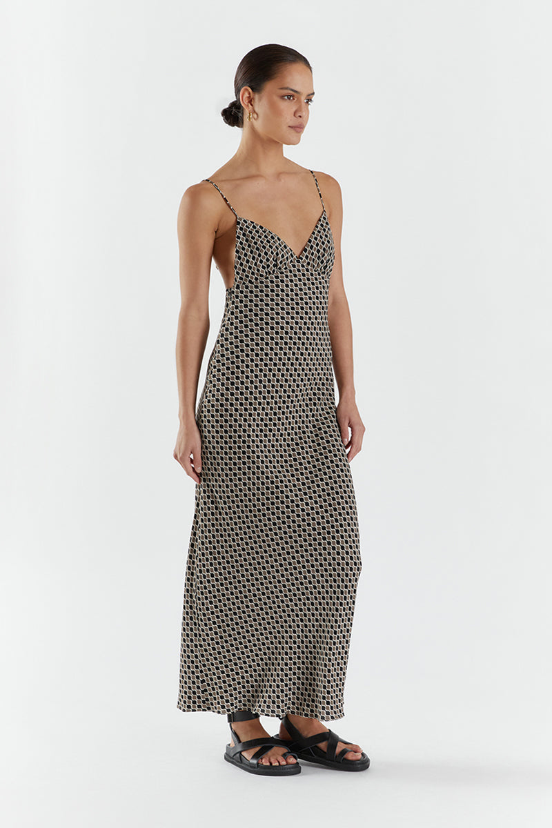 BROOKS GEO MIDI SLIP DRESS