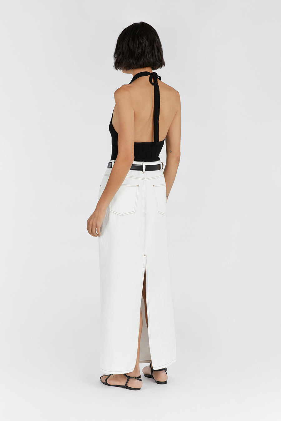 JOPLIN OFF WHITE DENIM MIDI SKIRT