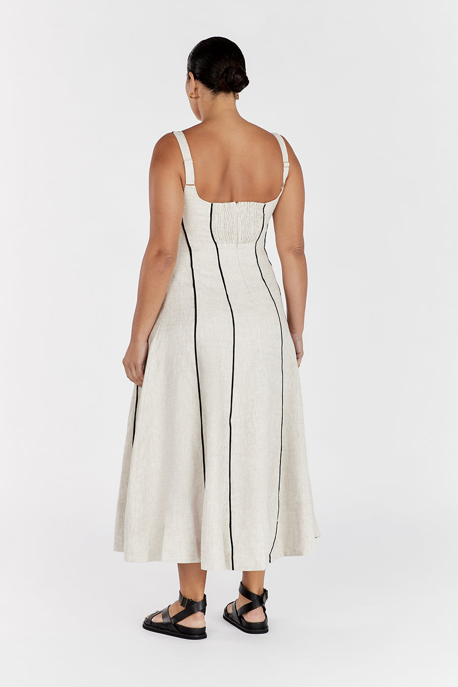 BECK NATURAL LINEN MIDI DRESS