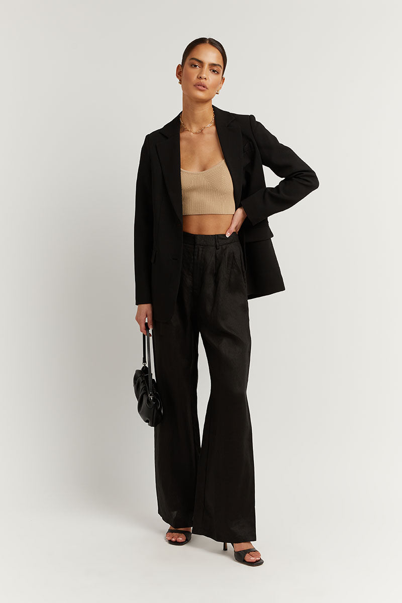 LAURIE WHEAT CROPPED KNIT TOP