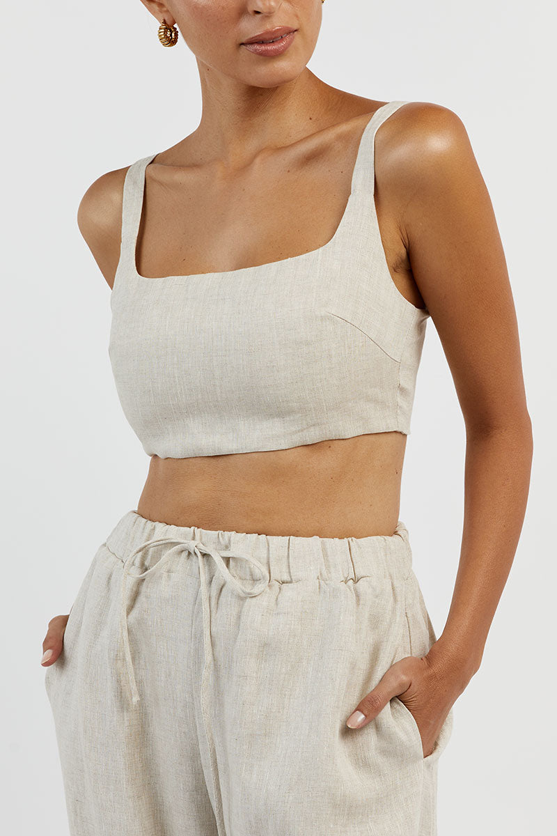 PENNY NATURAL LINEN CROP TOP