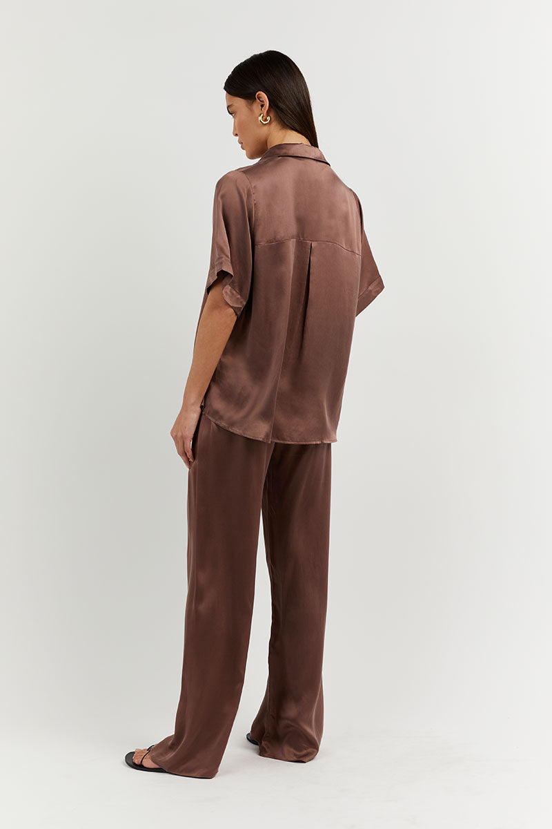 EVANS CHOCOLATE SILK VACATION SHIRT