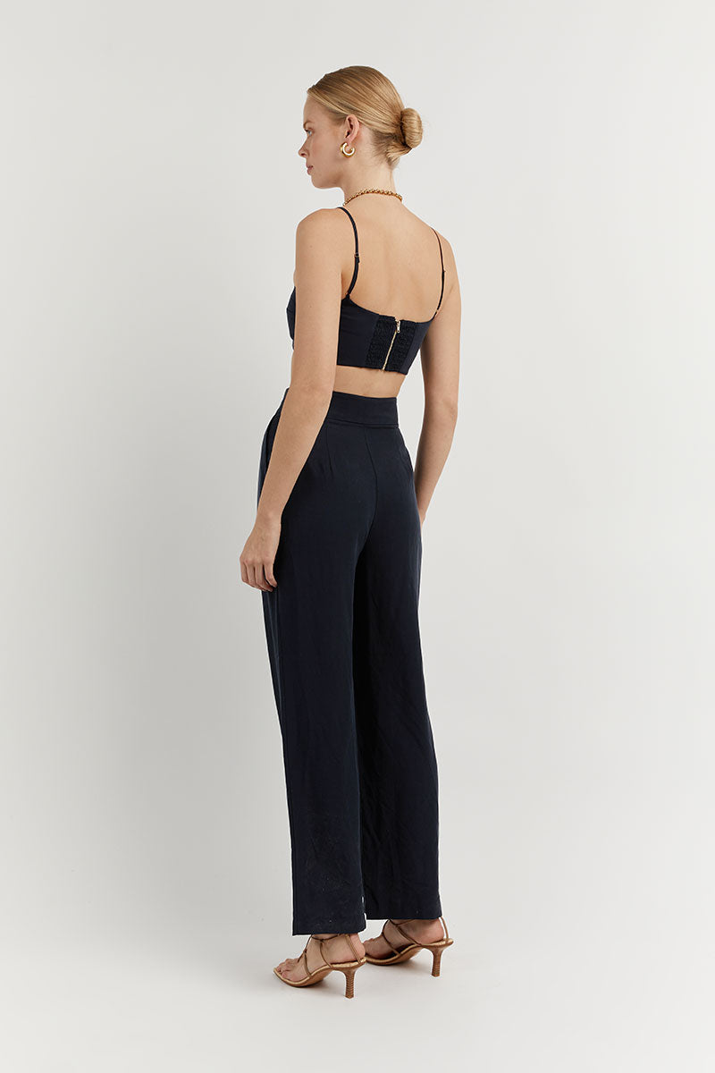 KARLA NAVY TENCEL BLEND CROP