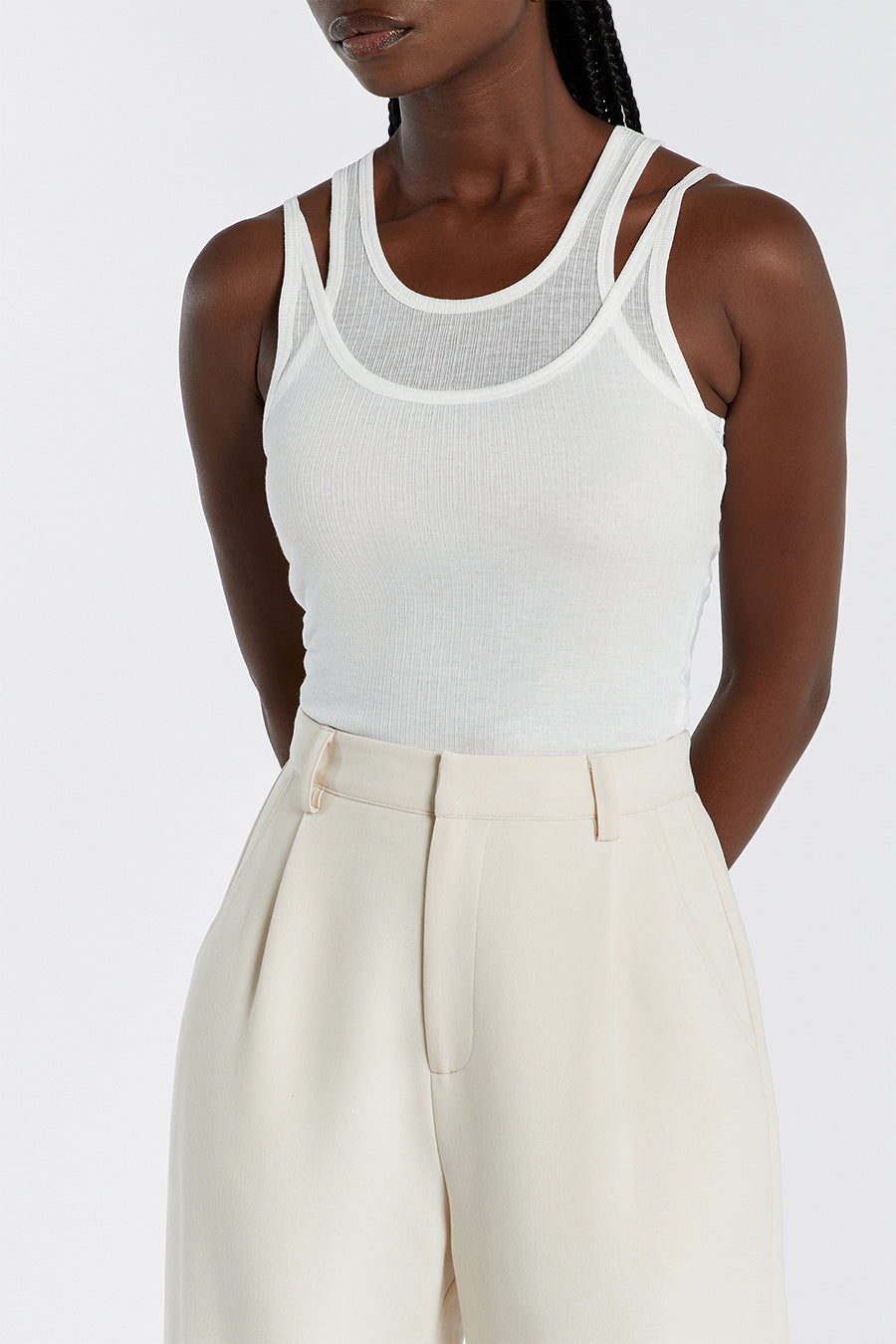JUDE OFF WHITE SLEEVELESS LAYER TOP