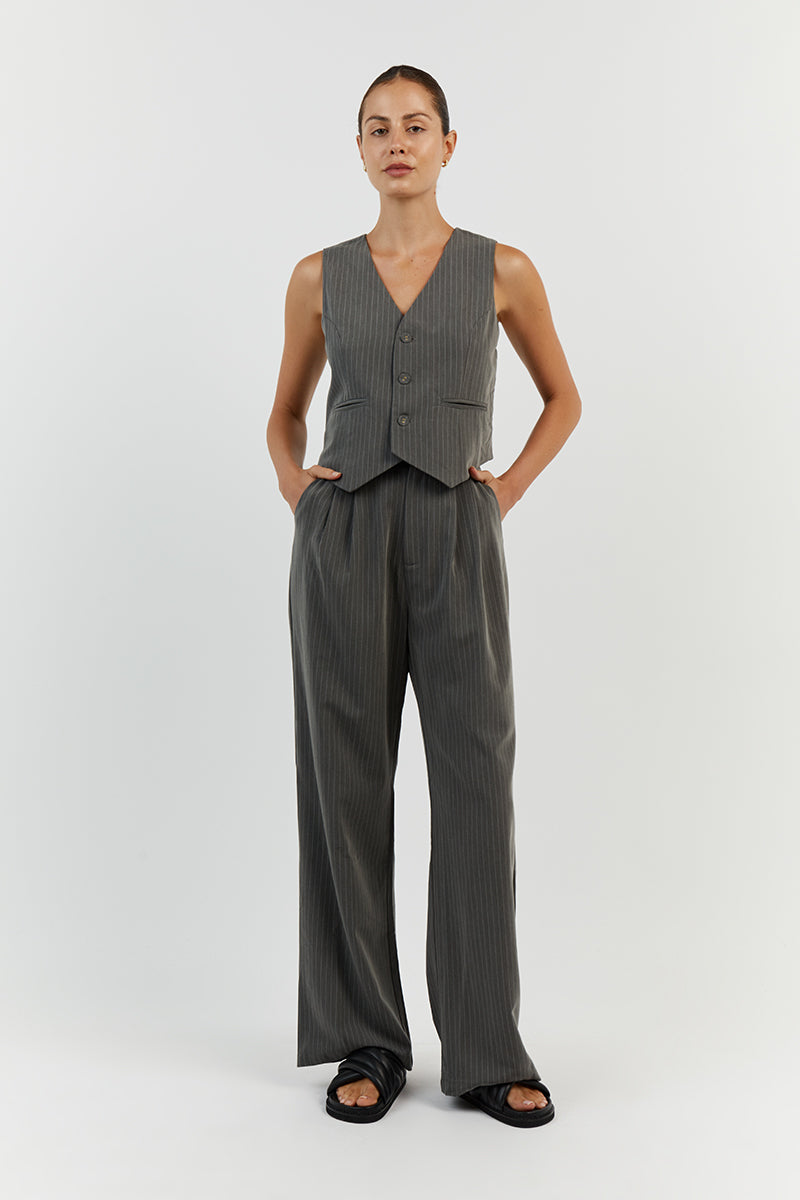 DIEGO GREY PINSTRIPE PANT