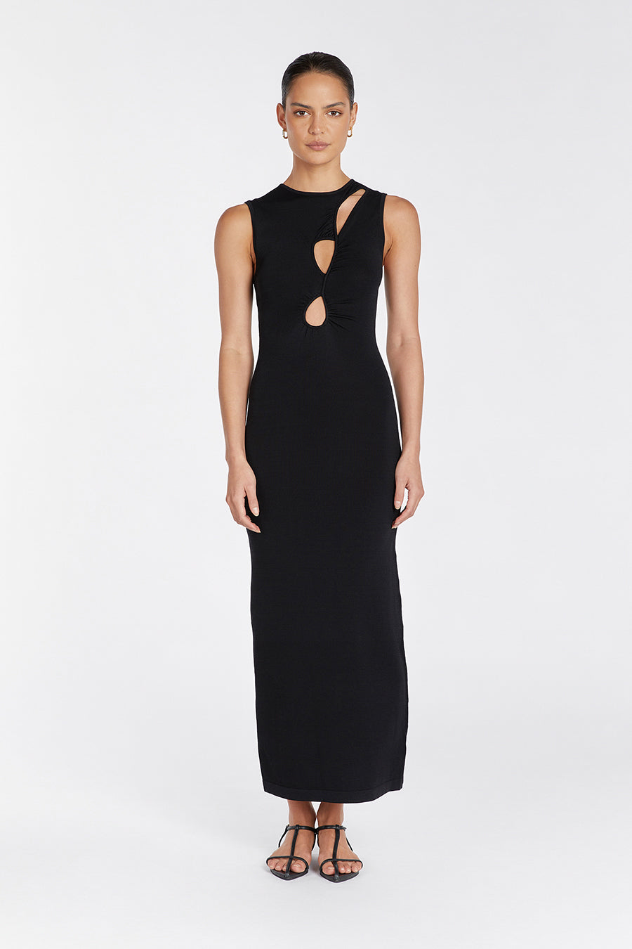MONIQUE BLACK KNIT MIDI DRESS