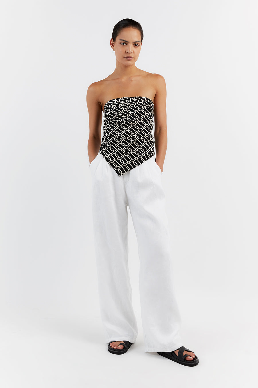 IZZIE CHAIN PRINTED SCARF TOP