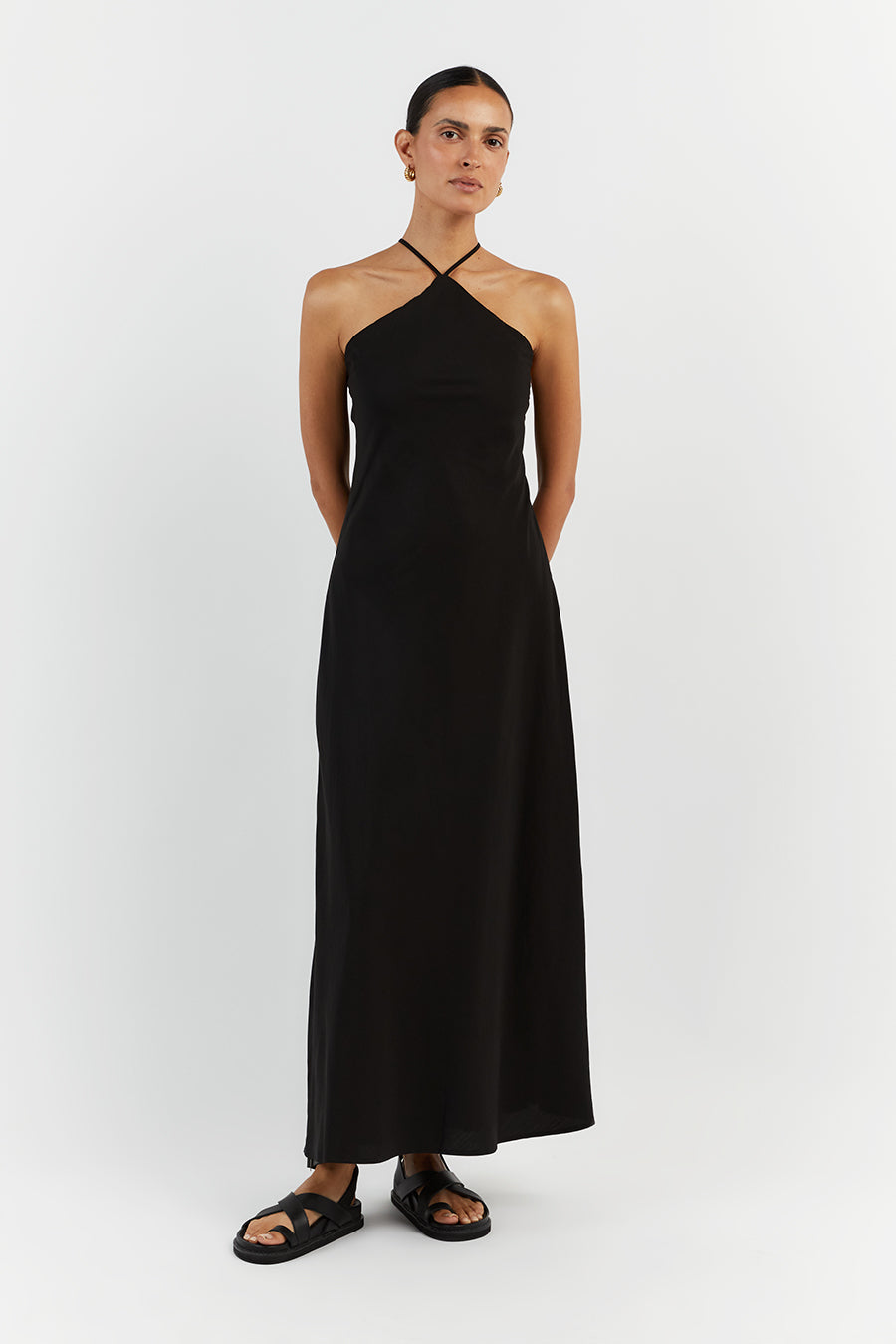 LEVI BLACK TENCEL BLEND MIDI DRESS
