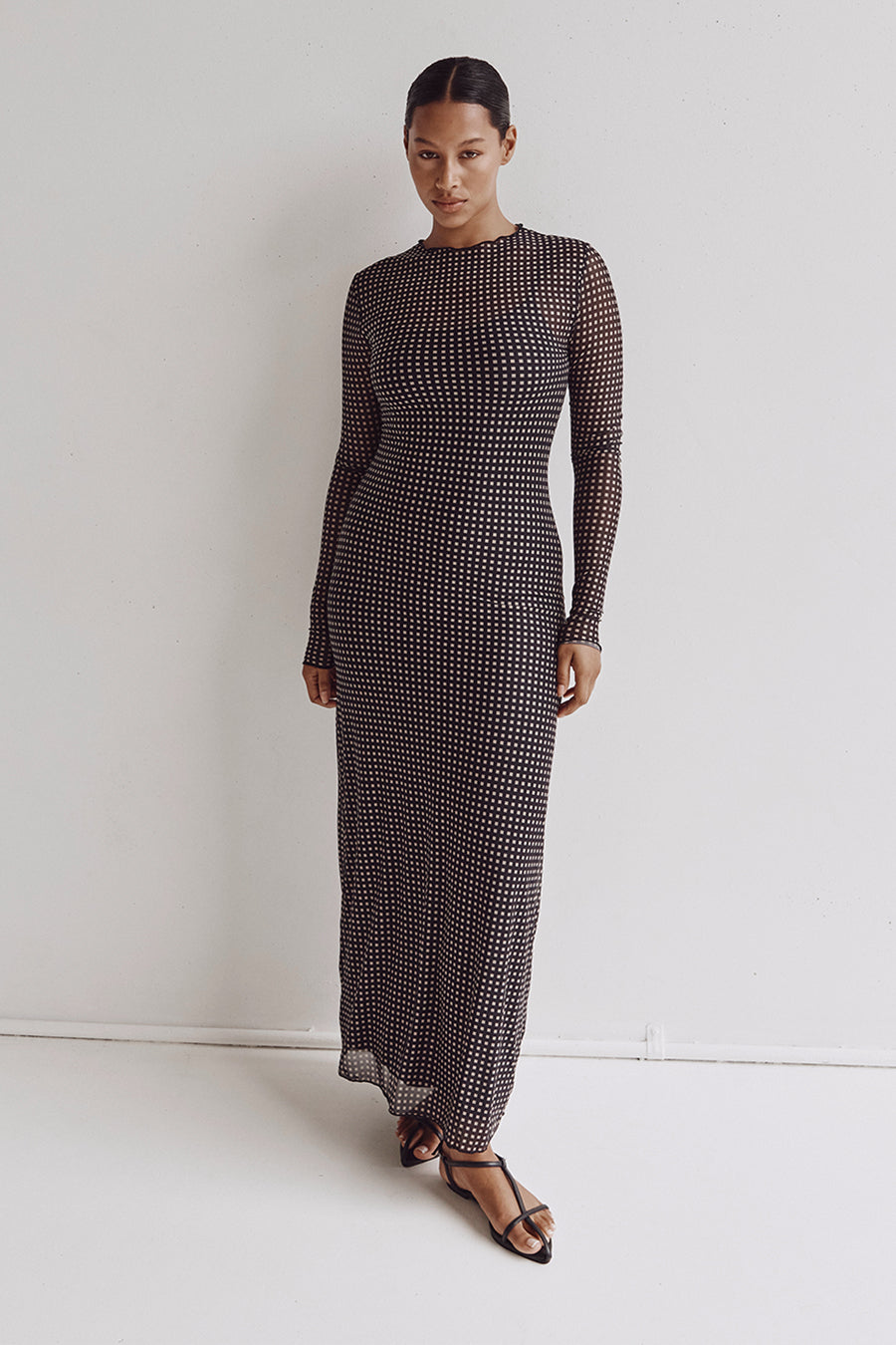 HUDSON BLACK SLEEVED MIDI DRESS