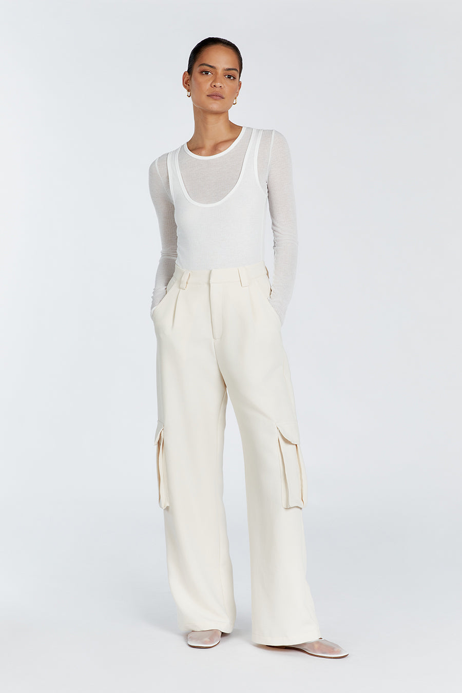 JUDE OFF WHITE SLEEVED LAYER TOP