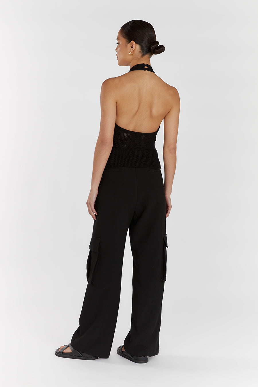 ZADIE BLACK CROCHET HALTER TOP