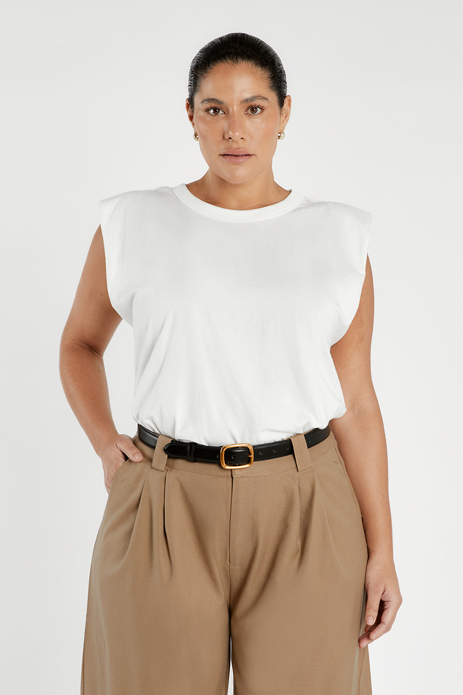 AIDEN OFF WHITE MUSCLE TANK