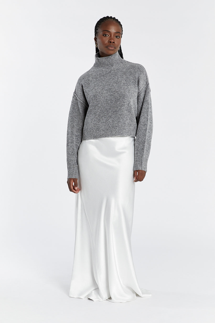 CLEO CHARCOAL MARLE CROPPED JUMPER