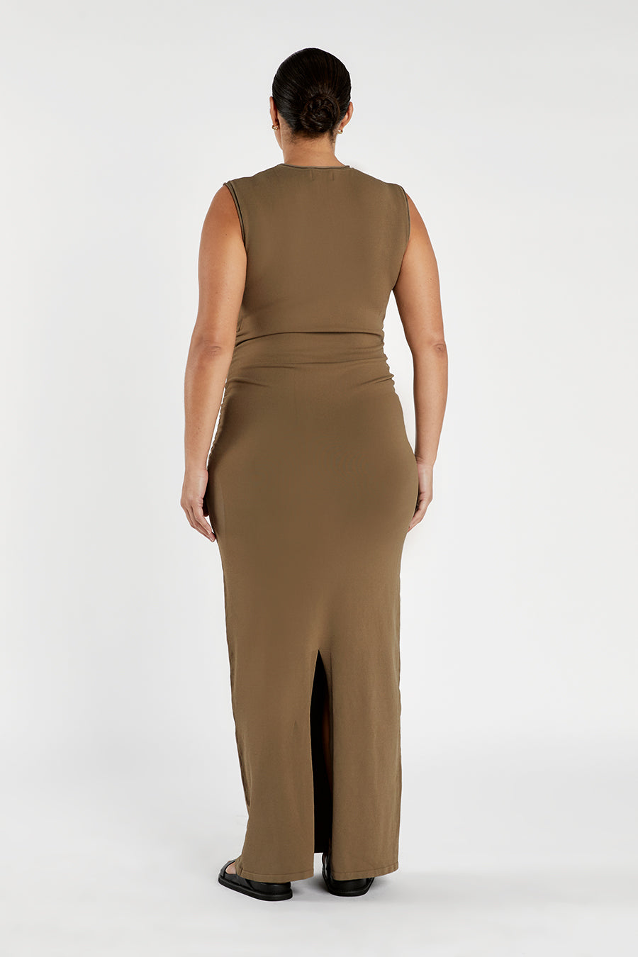 ROMY KHAKI SLEEVELESS MAXI DRESS