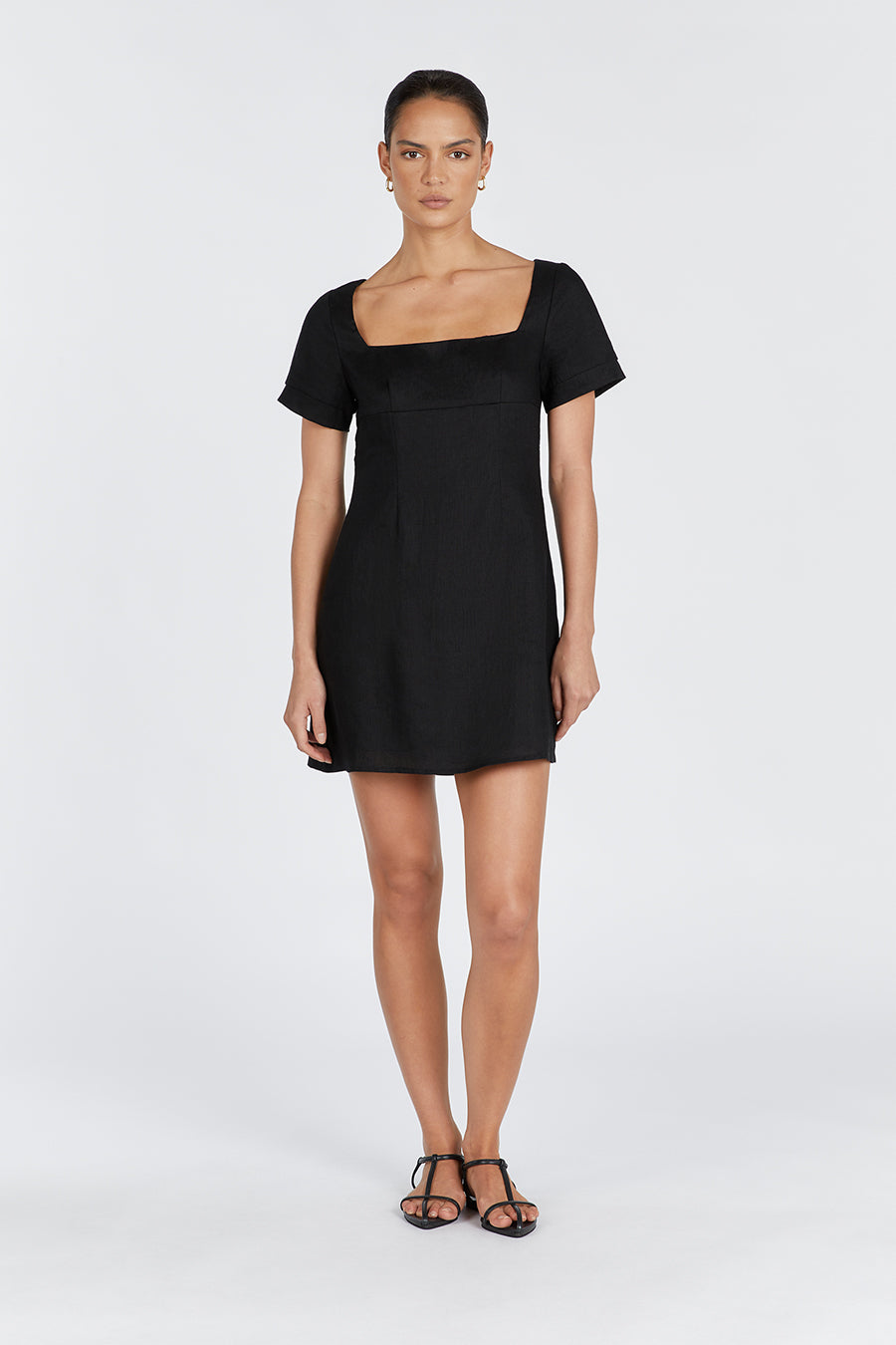 JAMIE BLACK LINEN MINI DRESS