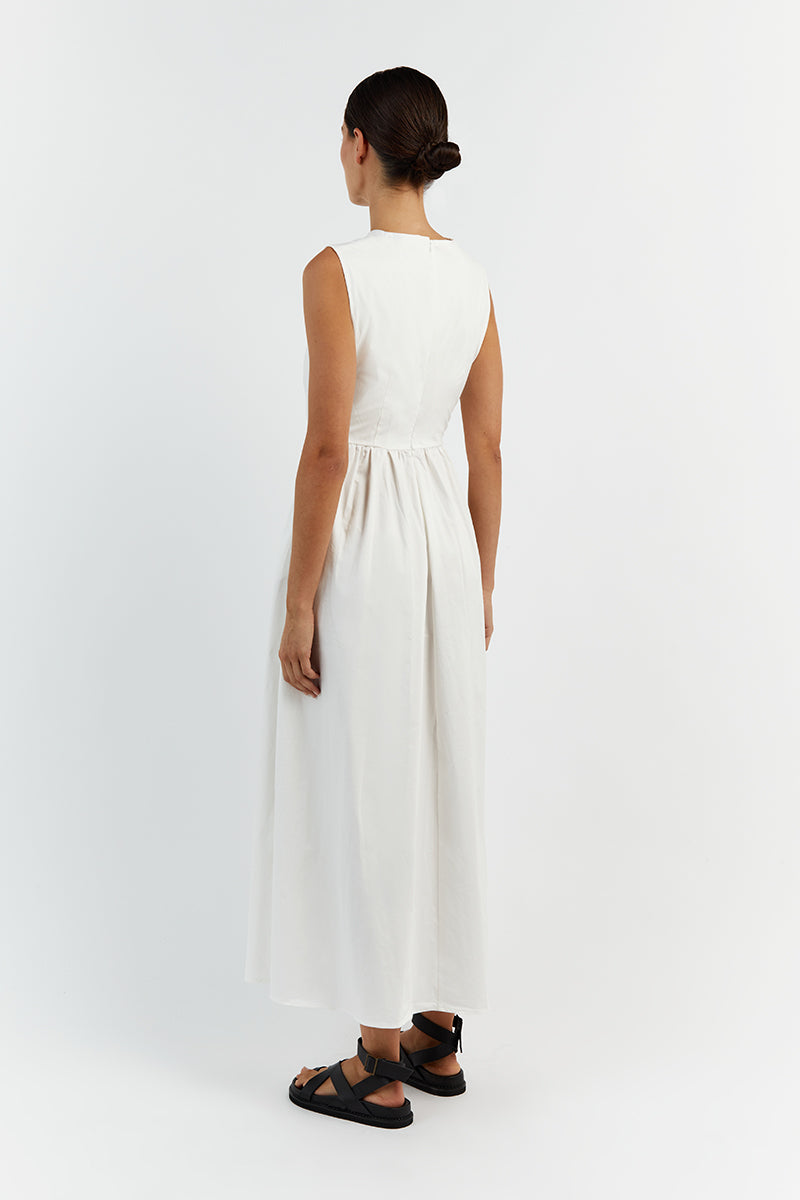 RAMSEY WHITE COTTON MIDI DRESS