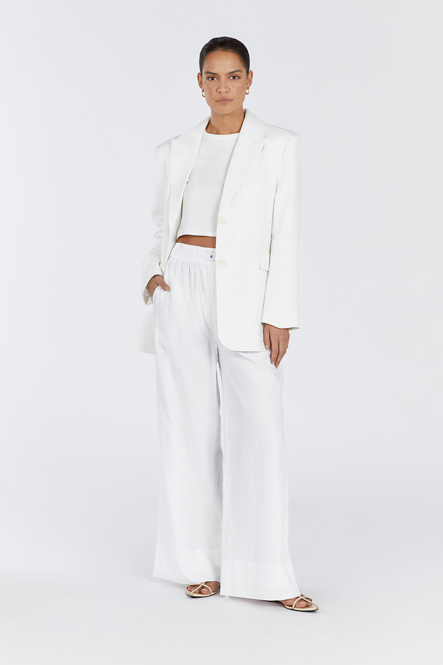 LAIKEN WHITE WIDE LEG LINEN PANT