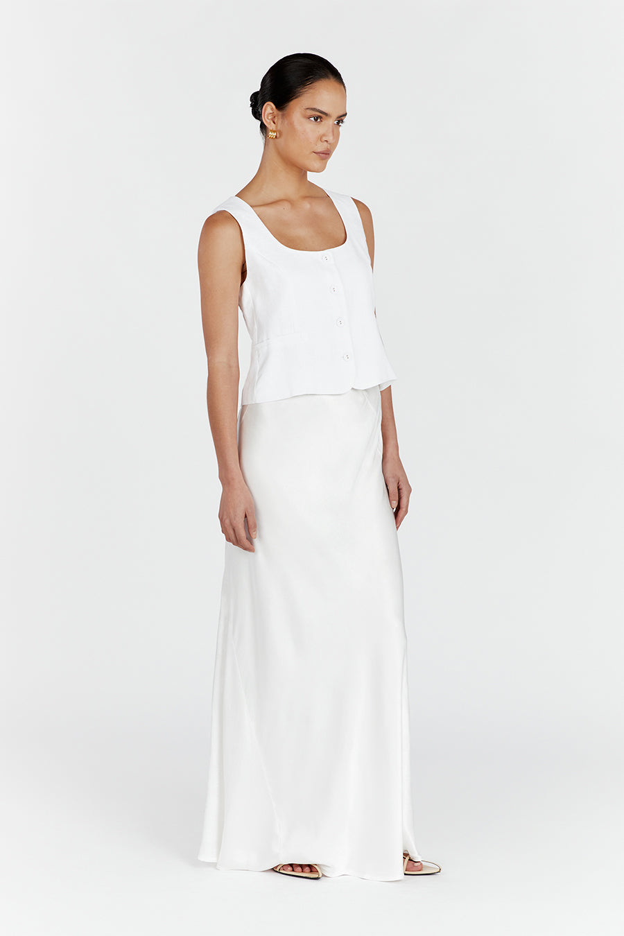 CHARLI WHITE SATIN MAXI SKIRT