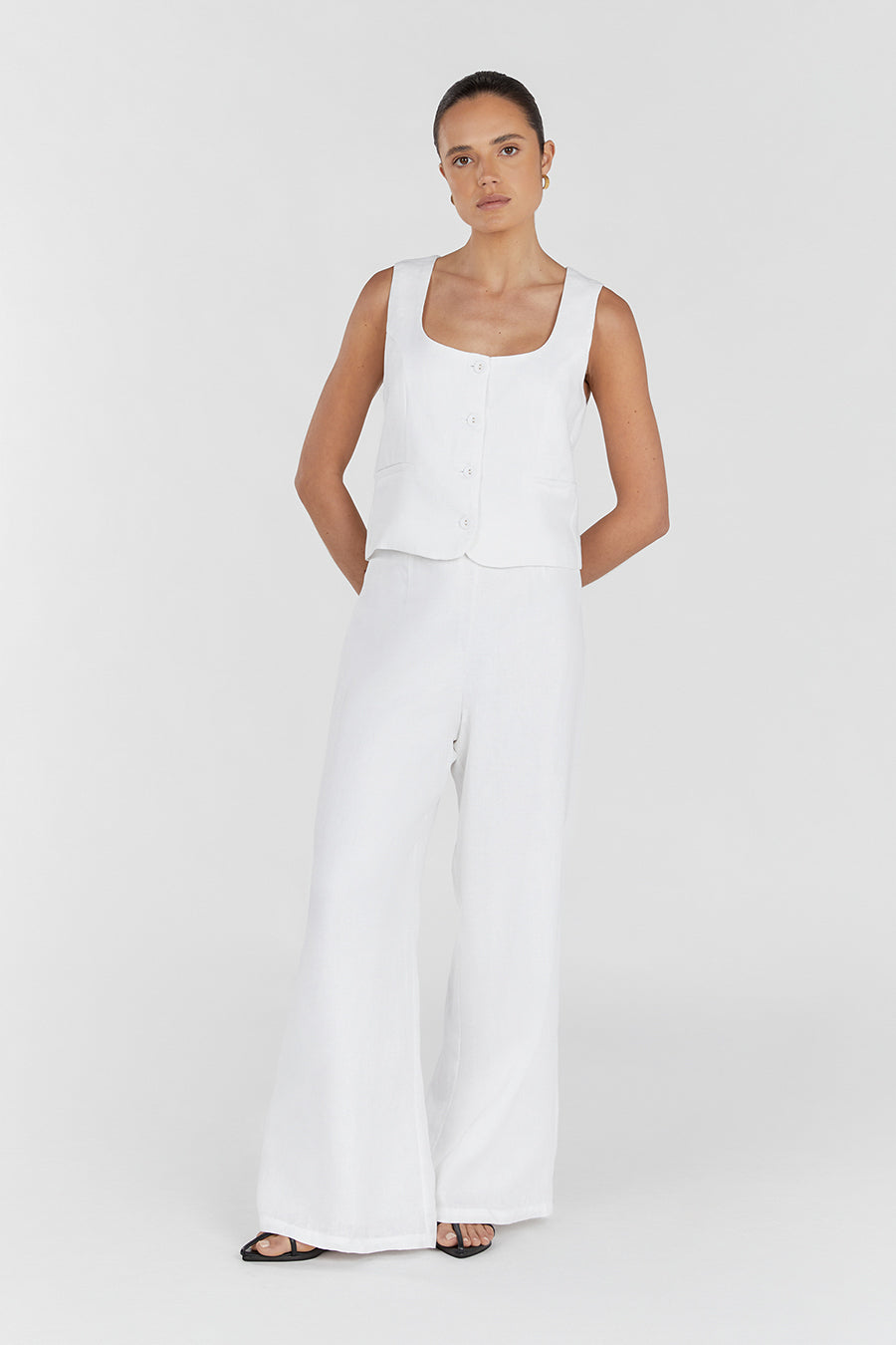 FLICK WHITE LINEN PANT