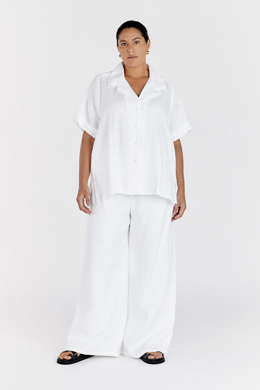 DULCE WHITE LINEN FRINGE SHIRT