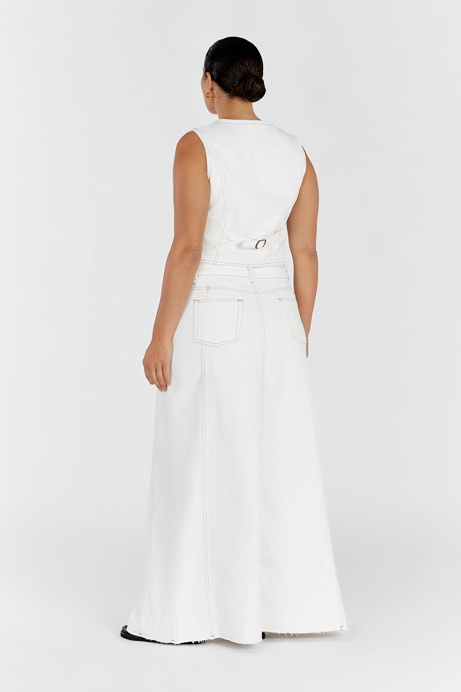 LENNON OFF WHITE DENIM MAXI SKIRT