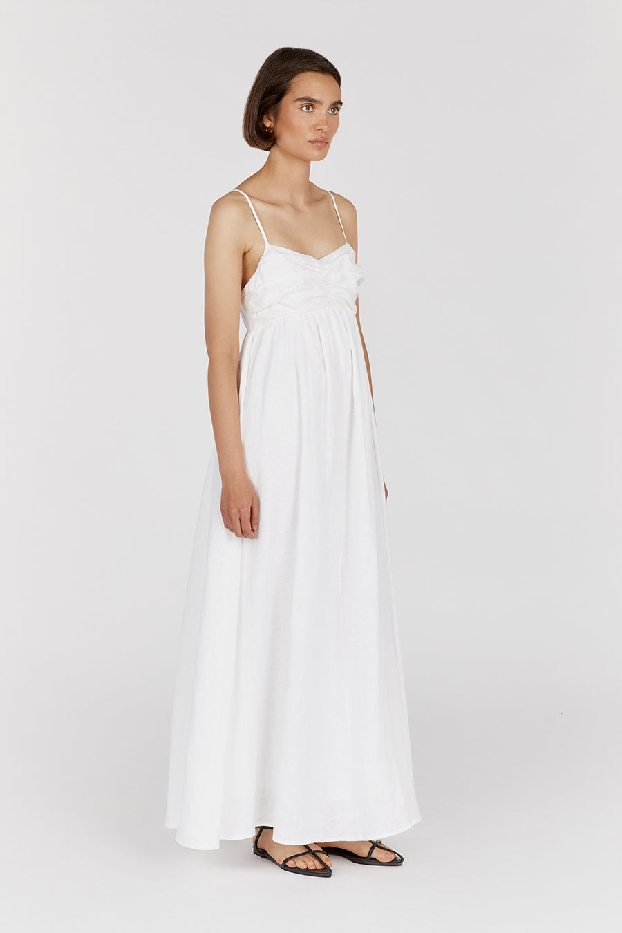 DALLAS WHITE LINEN MAXI DRESS