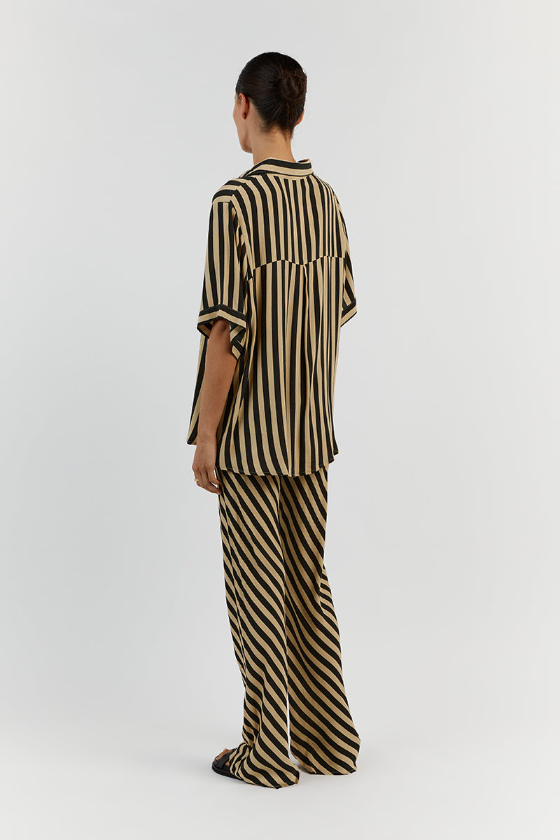 CLEMENCE WHEAT STRIPE BIAS CUT PANT