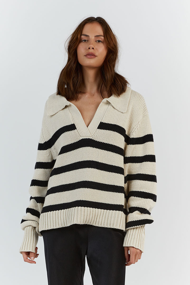 COLBIE BLACK AND STONE KNIT JUMPER
