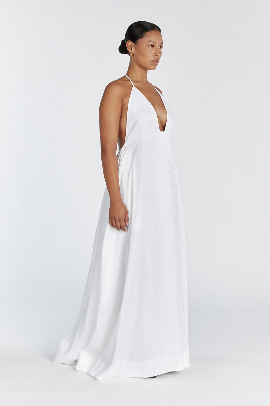 SICILY WHITE LINEN MAXI DRESS