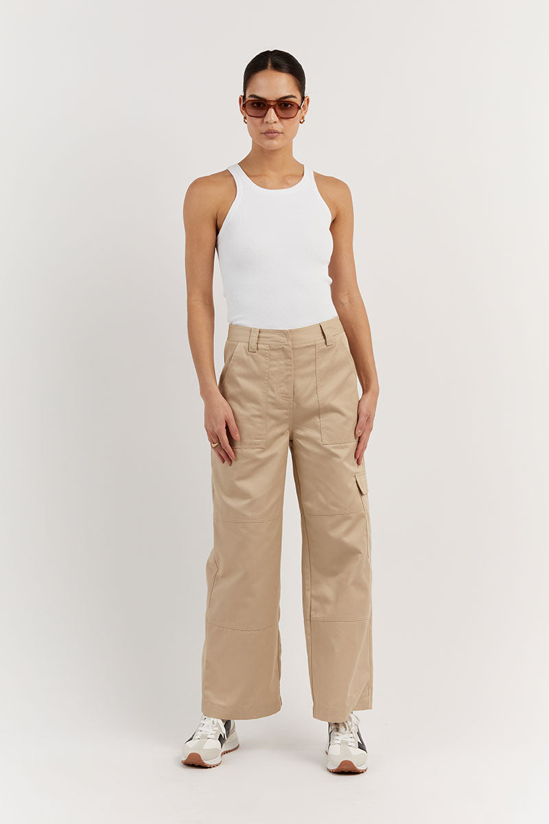 RUBY BEIGE COTTON CARGO PANT