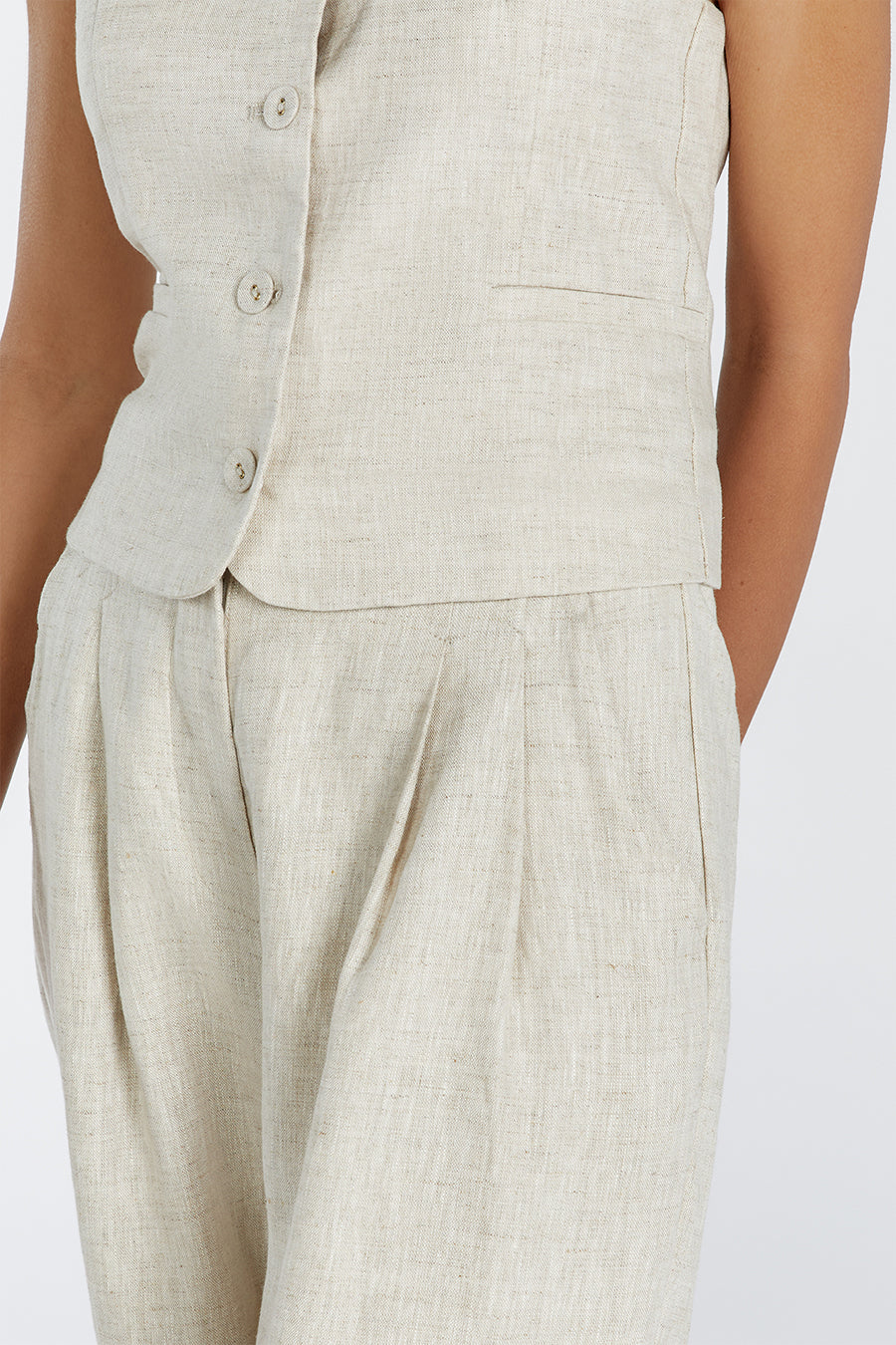 RYAN  NATURAL LINEN TAPERED PANT