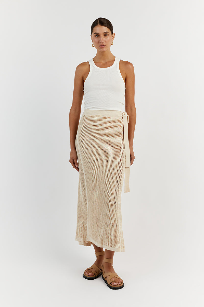 OPHELIA NATURAL CROCHET WRAP SKIRT