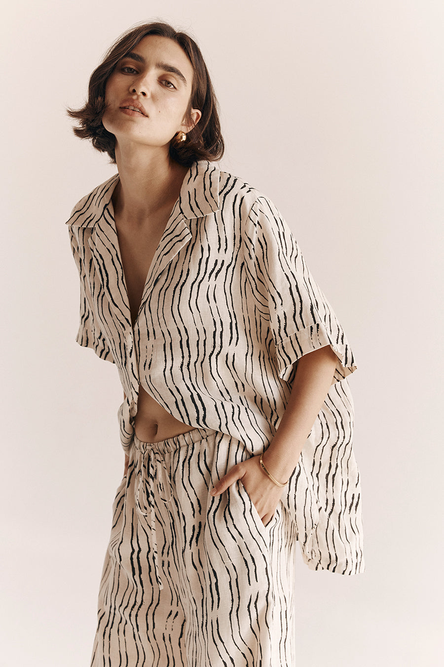 CLAIR CREAM STRIPE LINEN SHIRT