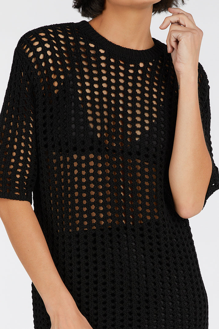 HUNTER BLACK CROCHET TEE