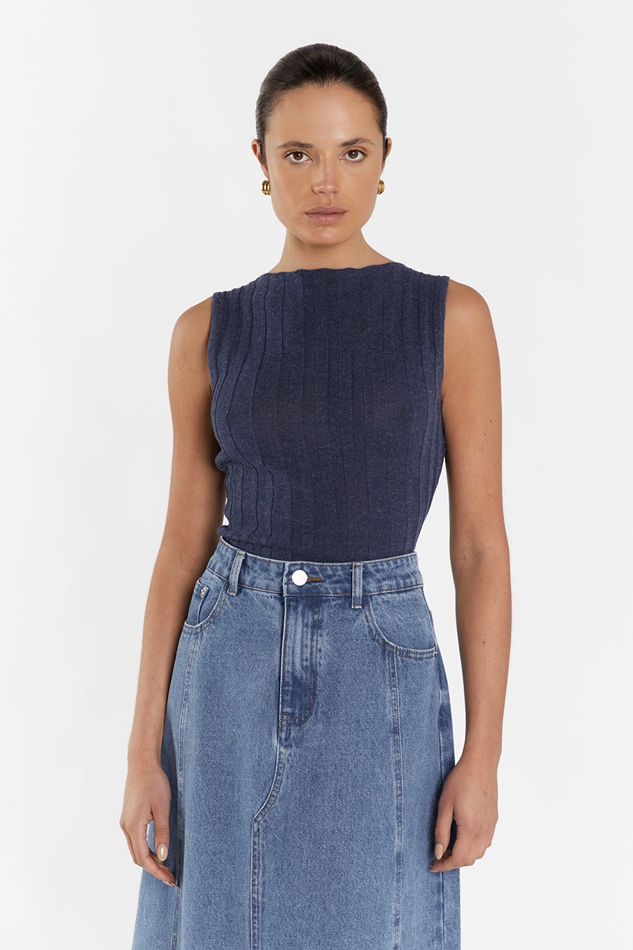 GOLDIE INDIGO MARLE BOAT NECK TANK