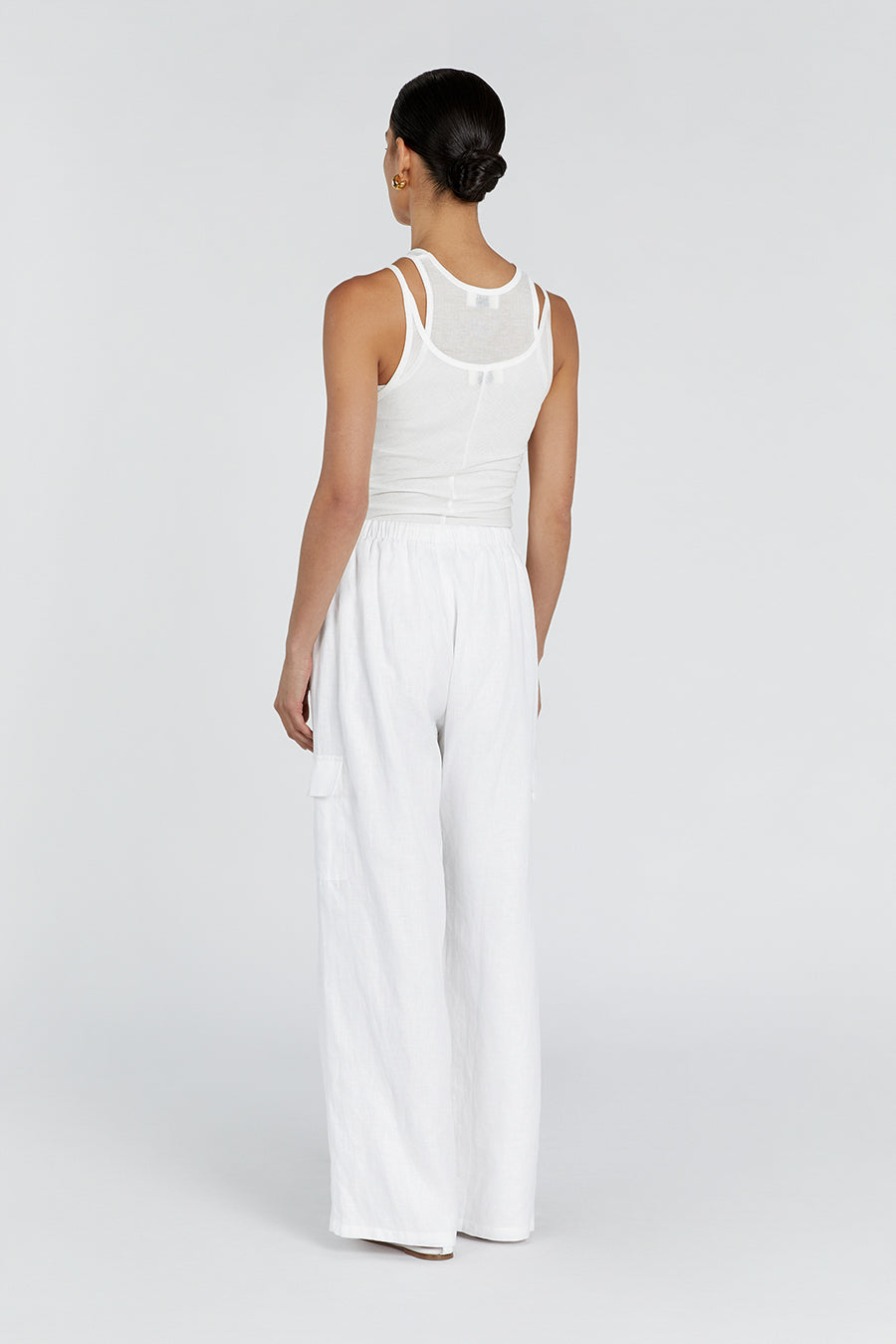 INGRID WHITE LINEN CARGO PANT