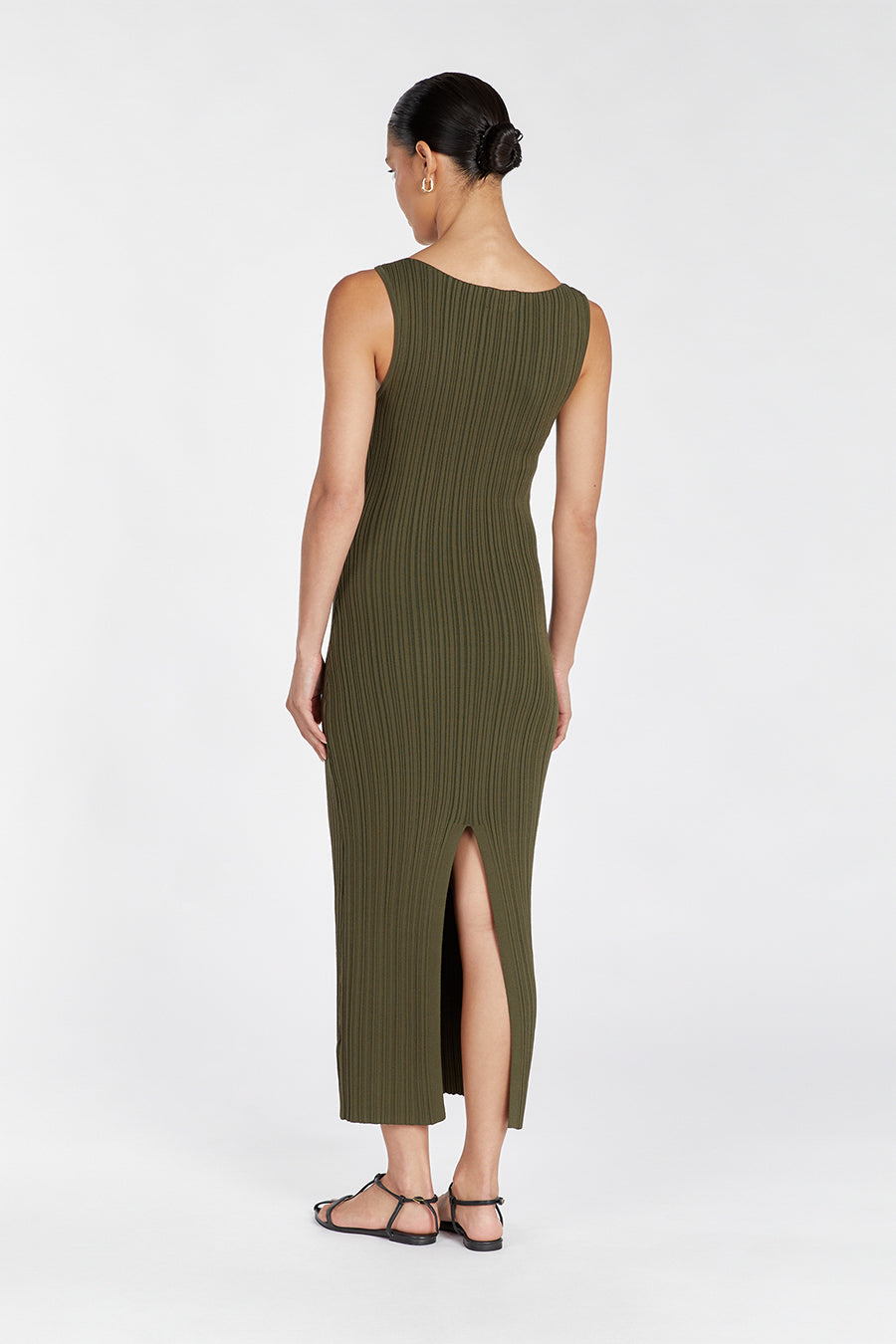 SIENNA OLIVE KNIT MIDI DRESS