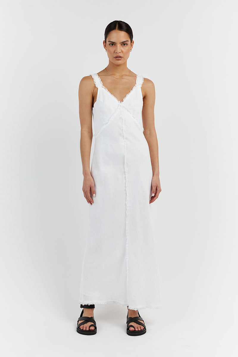 GEORGIE WHITE LINEN MIDI DRESS