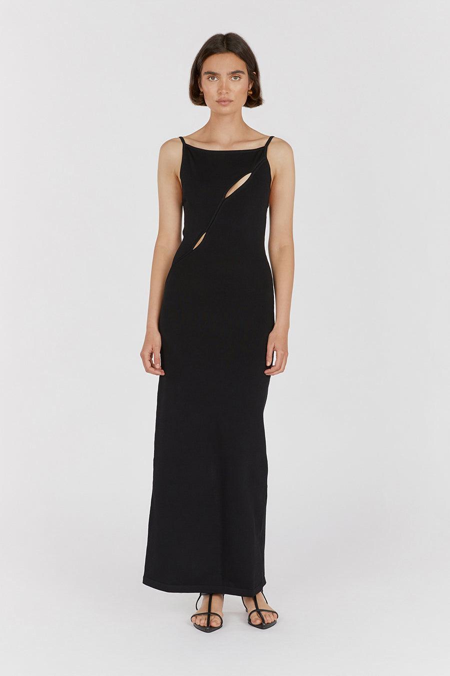 CORA BLACK KNIT MAXI DRESS
