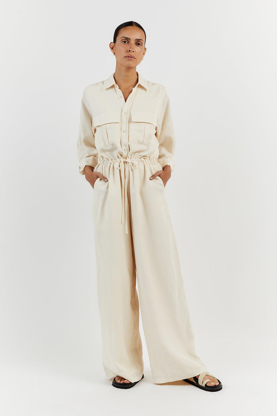 LARS CREAM TENCEL JUMPSUIT