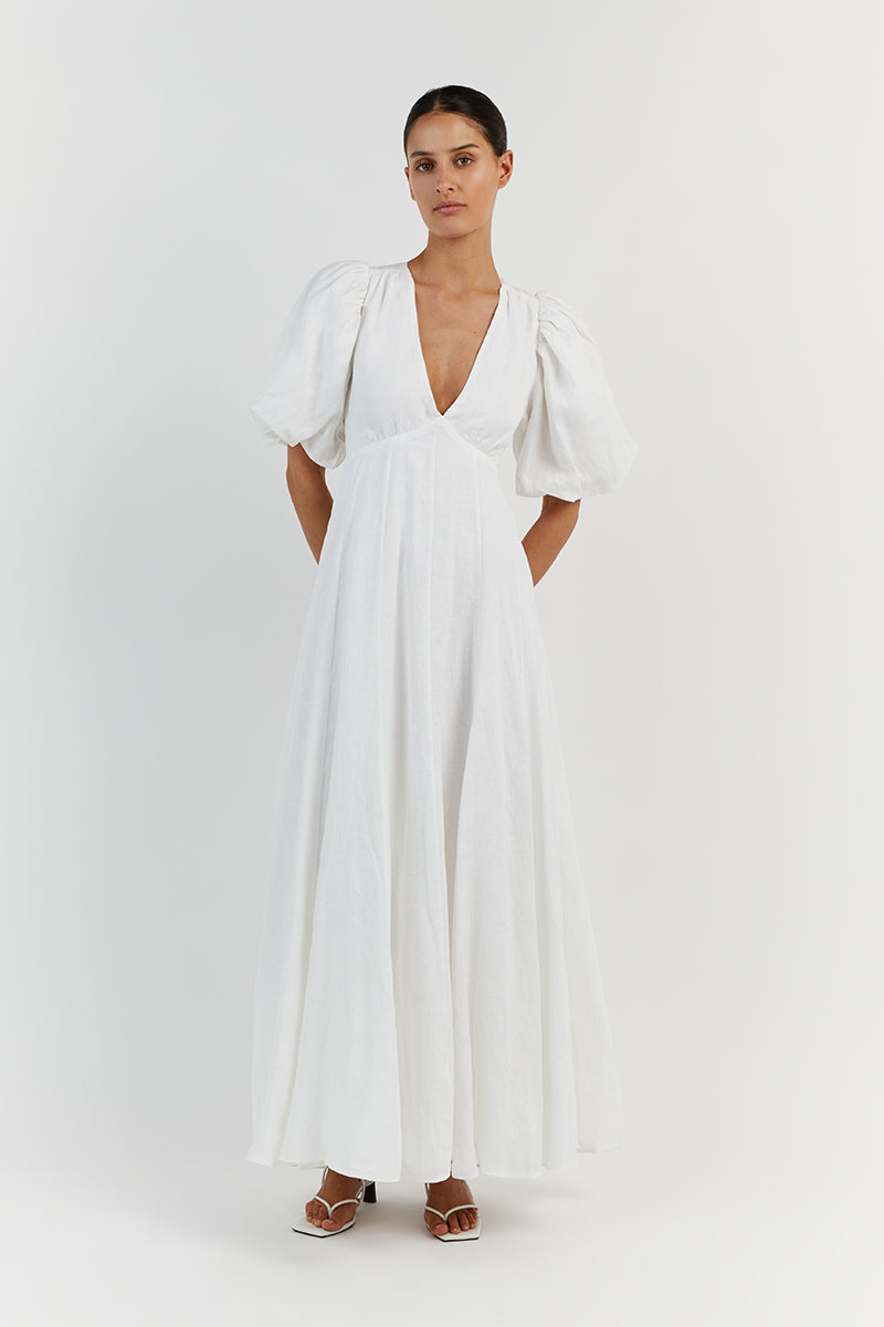 AISLE LINEN BACKLESS LONG DRESS