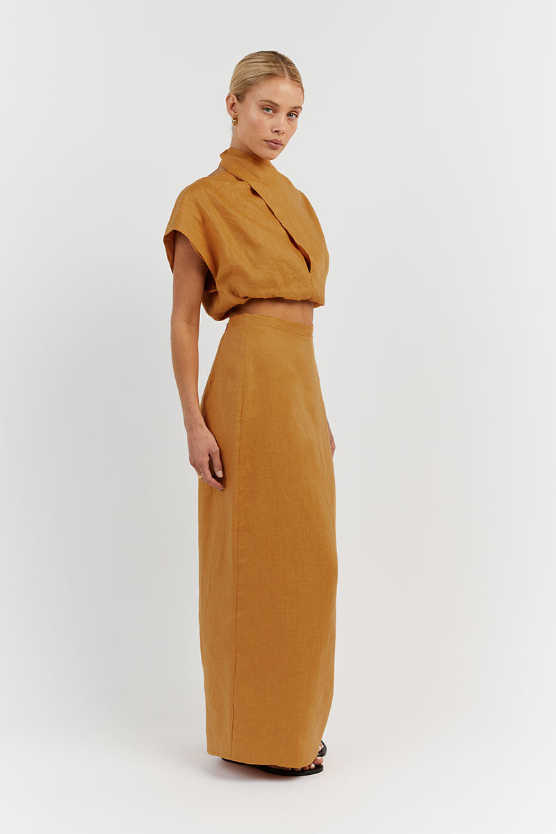 ALESSI MARIGOLD LINEN CROP TOP