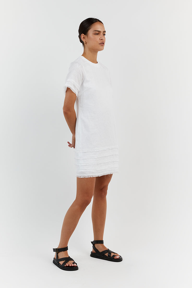 GEORGIE WHITE LINEN MINI DRESS