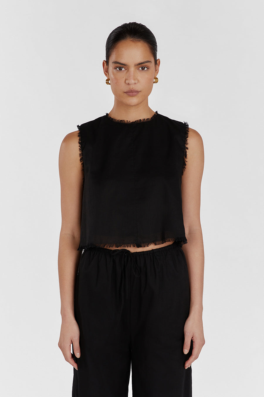 NOVA BLACK LIGHT WEIGHT LINEN TOP